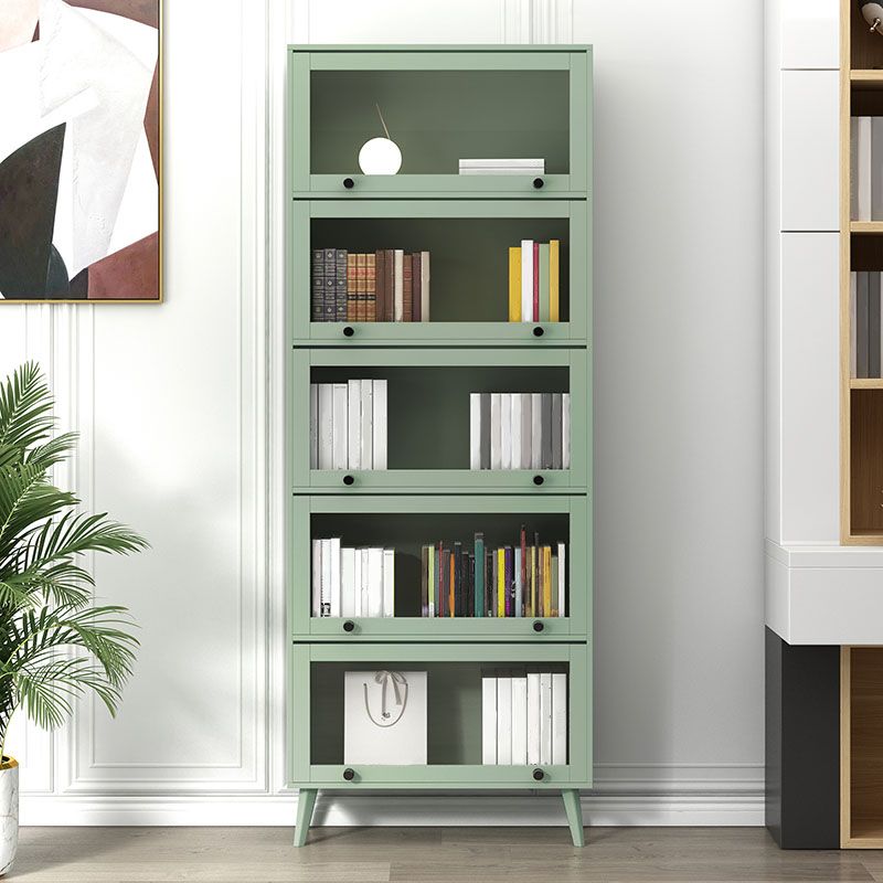 Modern Style Bookcase Closed Back Bookshelf with Glass Door for Home Office
