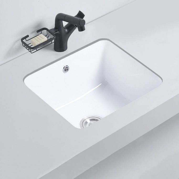 Modern Bathroom Sink Porcelain with Overflow and Drain Assembly Undermount Vanity Sink
