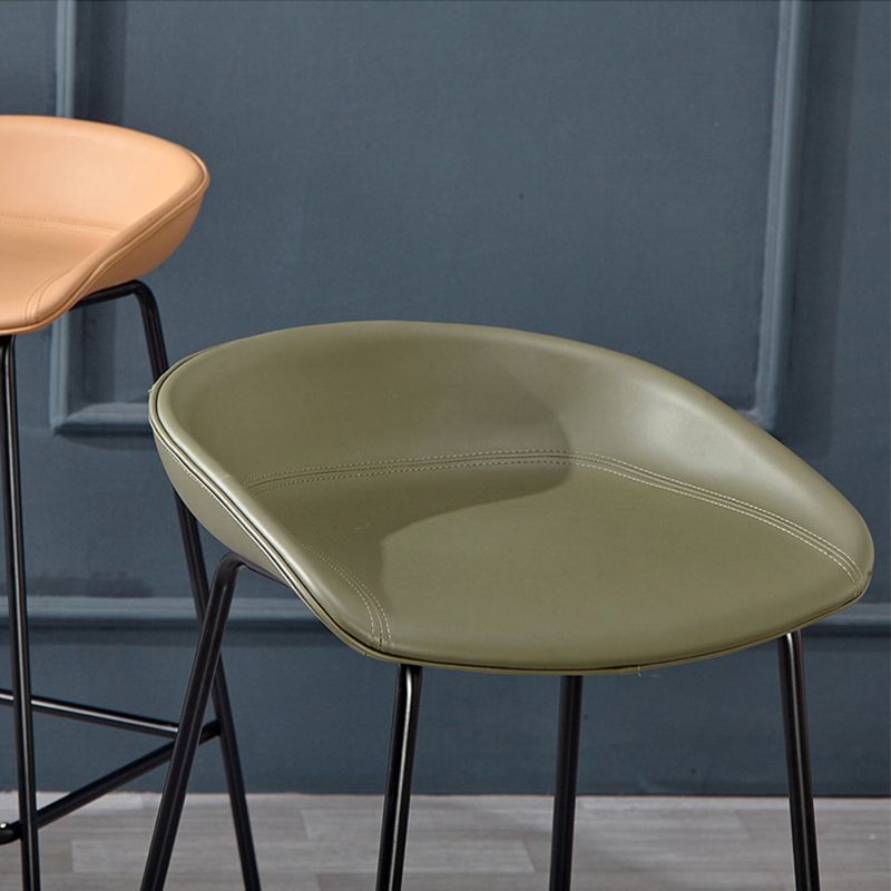 Contemporary Faux Leather Counter Stool Counter Height Bar Stool with Footrest