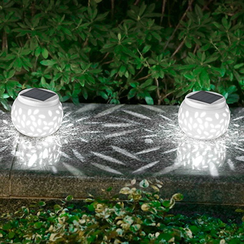 Contemporary Metal Pillar Lamp Drum Shape Outdoor Waterproof Light with Ceramic Shade