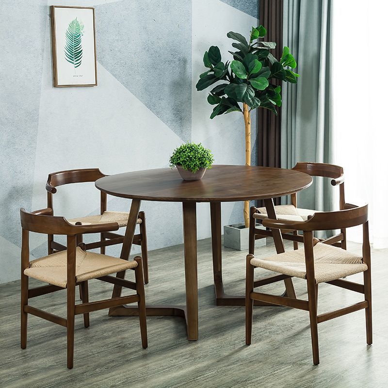Nordic 1/2/5 Pieces Dining Set Round Wood Dining Table for Dining Room Kitchen