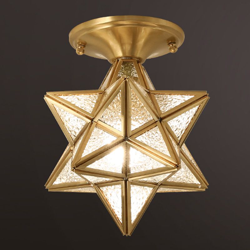Star Shape Glass Ceiling Light Vintage Aisle Semi Mount Ceiling Lighting