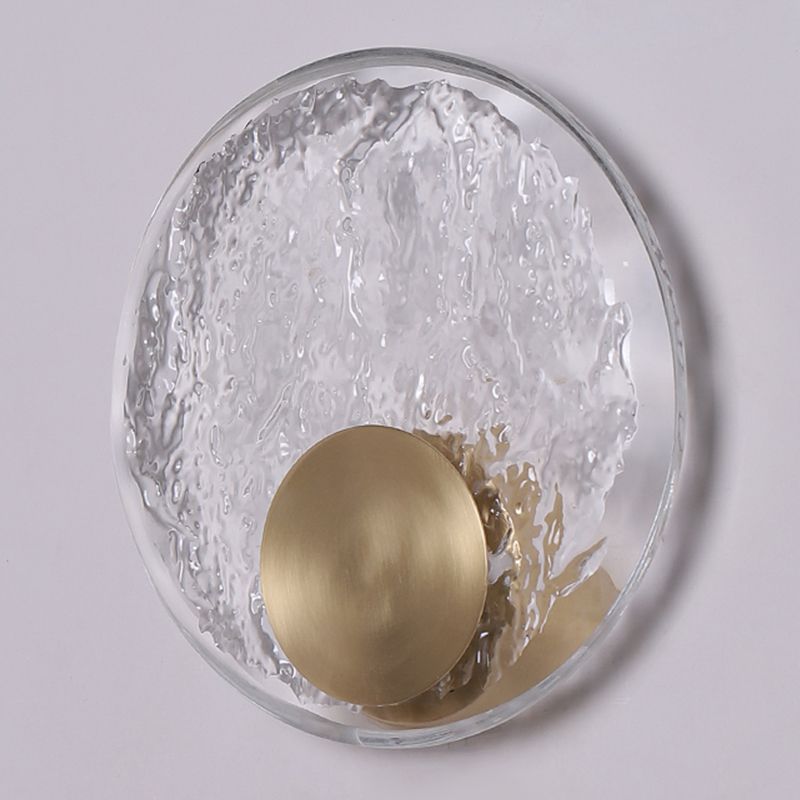 Round Shade Crystal Wall Sconce Modern Style Single Light Wall Mounted Light in Brass