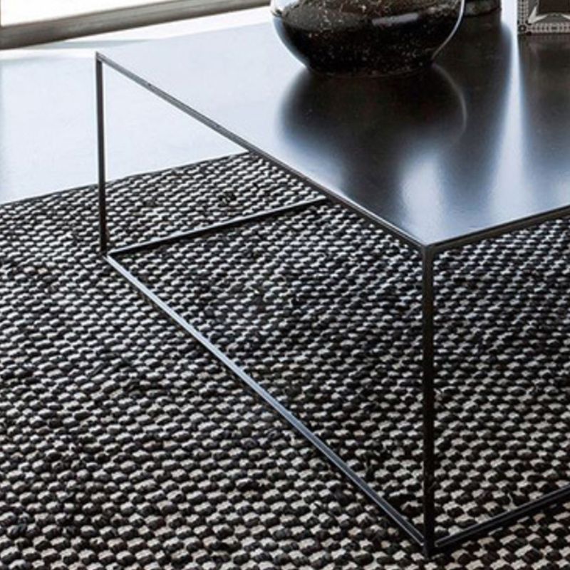 Mid-Century Modern Iron Square Coffee Table with Frame Base Coffee Table