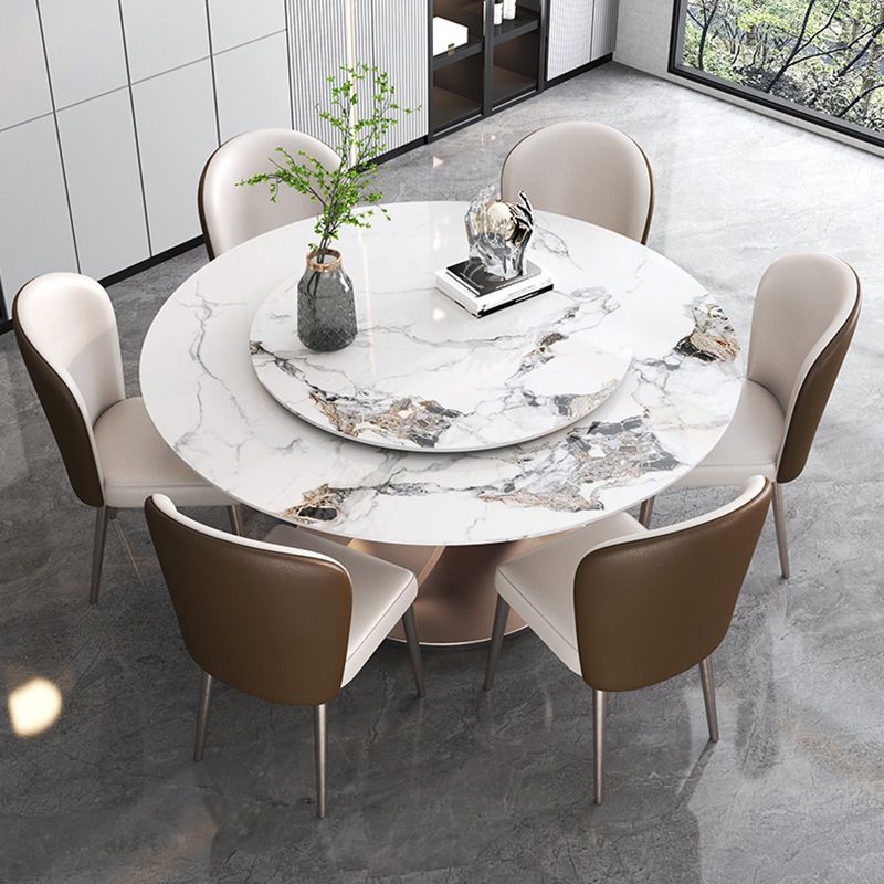 Glam Dining Round Table Sintered Stone Table with Metal Legs for Home Use