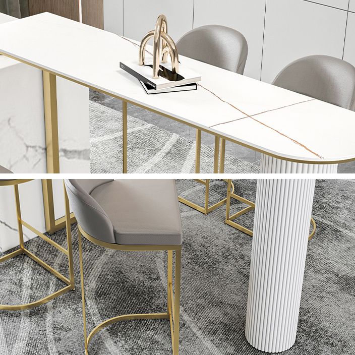 Glam White Bar Pub Table Set 1/5 Pcs Metal Base Bar Table and Stools