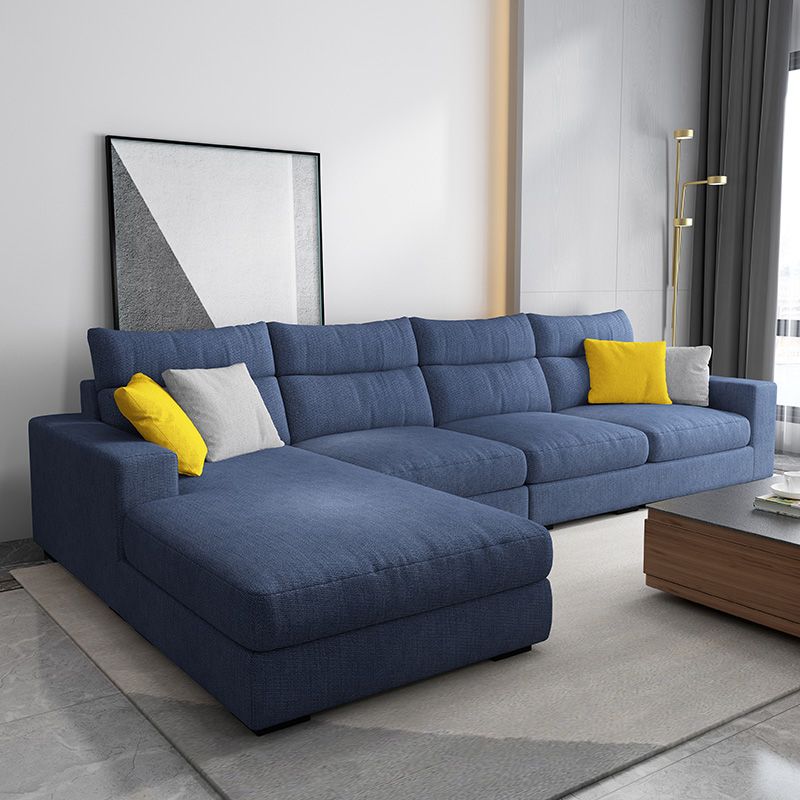 Contemporary Linen Square Arm Sofa  & Chaise for Living Room