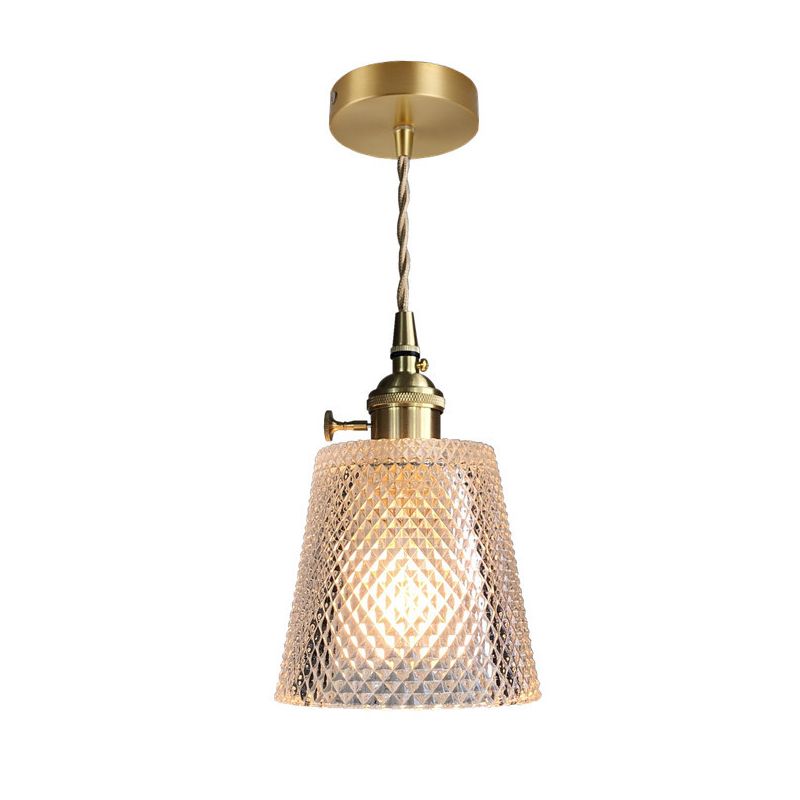 1-Licht-Anhängerlampe Japanischer Stil Ripple Glassschatten Hängende Lampe für Cafe