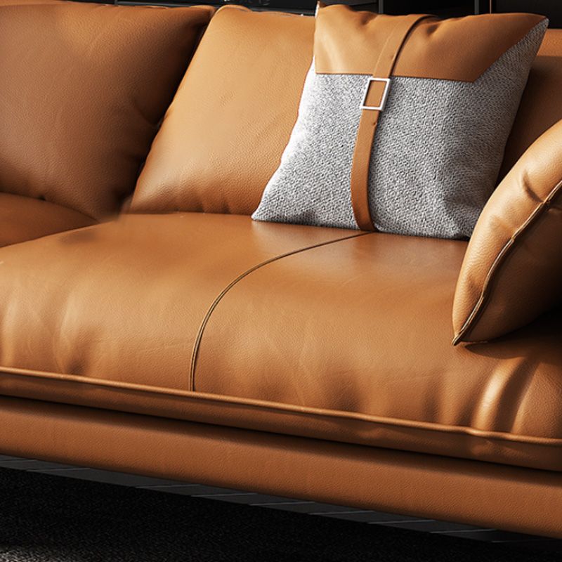 Vintage Living Room Settee Pillow Top Arm Pillows Orange Sofa