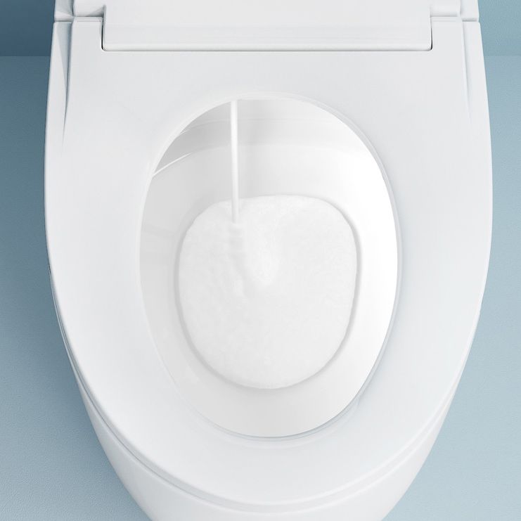 Foot Sensor Contemporary Ceramic White Elongated Smart Toilet