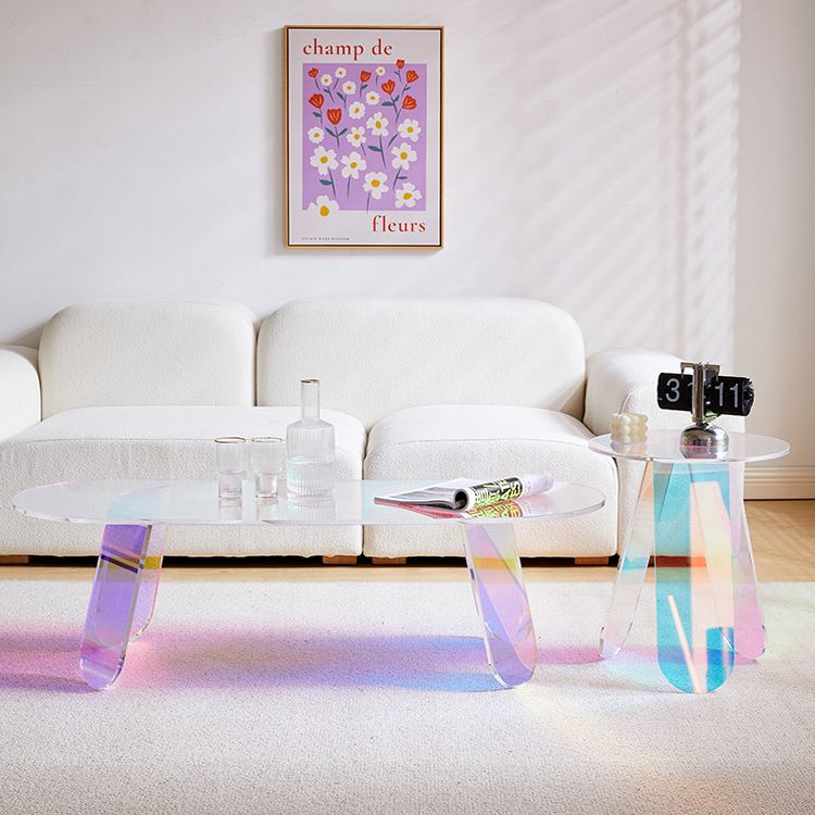 Modern Round/Elliptical Coffee Table Colored Plastic Cocktail Table