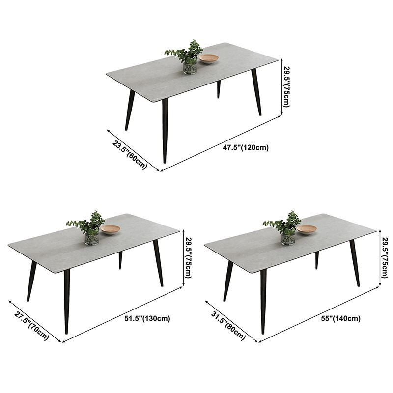 Eigentijdse stijl gesinterde stenen rechthoekige eettafel met 4 poten voor thuis