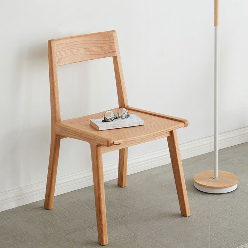 Silla con respaldo abierto de estilo contemporáneo, silla sin brazos con patas de madera para cocina