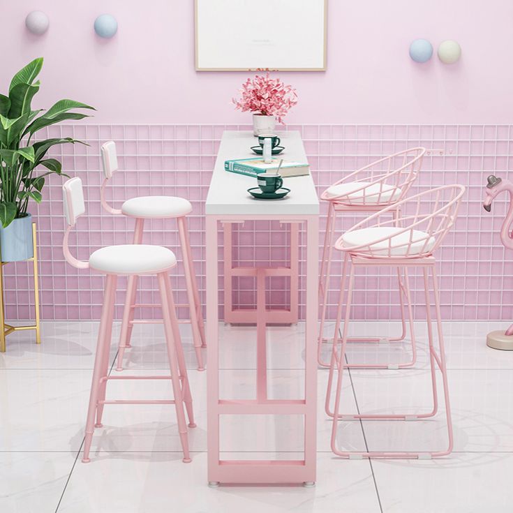 Moderne rosa Rechteck Gegenhöhe Pub Tisch Café Hode Footreest Pub Bar Table