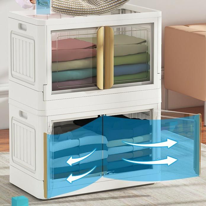 Contemporary Non-Hanging Armoire Plastic Freestanding Wardrobe Closet with Door