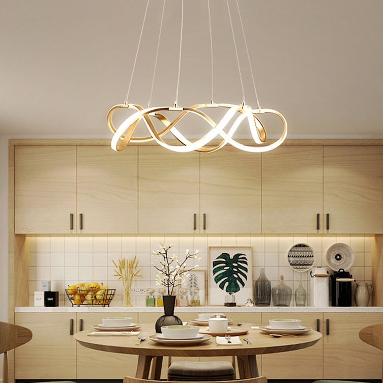 Aluminium LED Hanging Lamp in Modern Luxury Style Acrylic Linear Pendant Light for Living Room