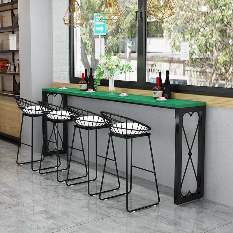 Glam Style Bar-height Table Metal Base Bistro Pub Table with Double Pedestal