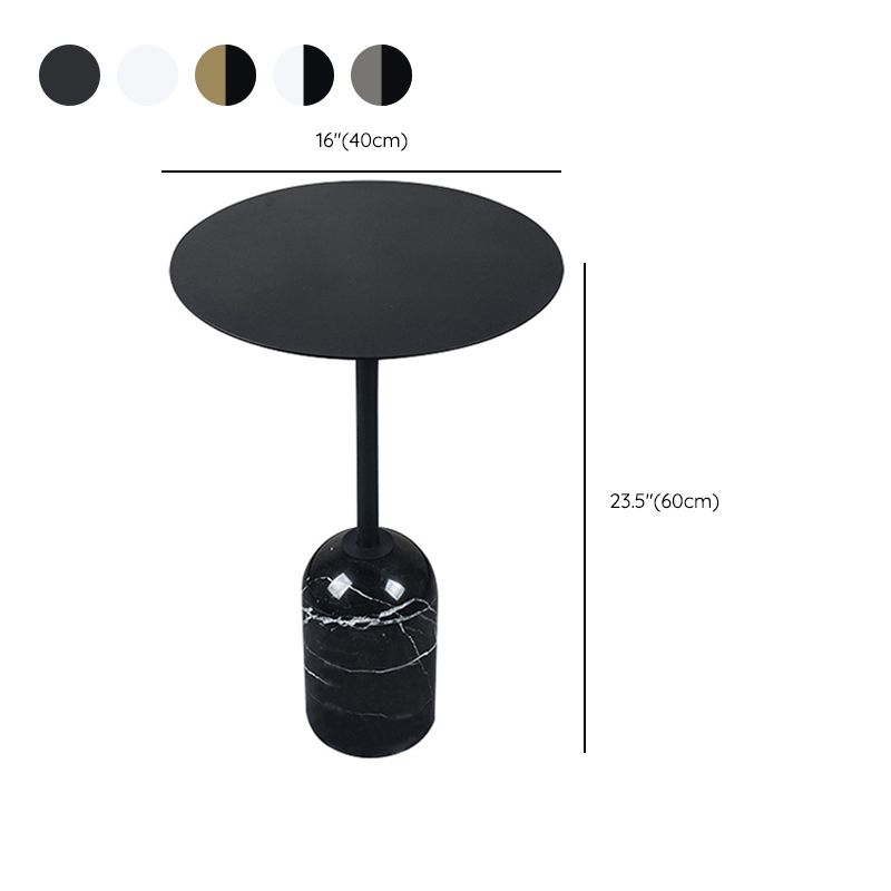 Contemporary Metal End Table Round Pedestal Accent Side Table