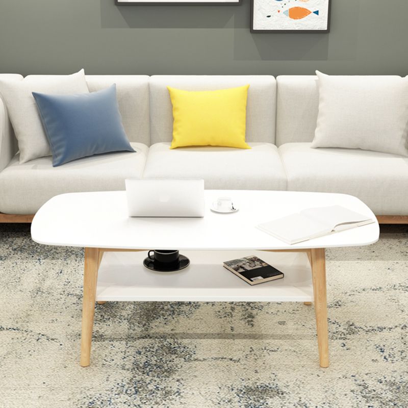 Modern 4 Legs Rectangular Coffee Table with Storage Cocktail Table