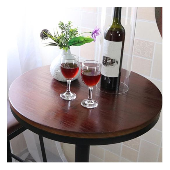 Industrial Style Black Iron Bar Table Brown Wood Top Bistro Table for Cafe