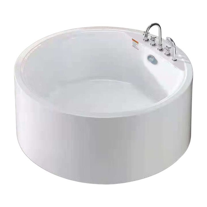 Modern Acrylic Round Bath Freestanding Soaking 22.05-inch Tall Tub in White