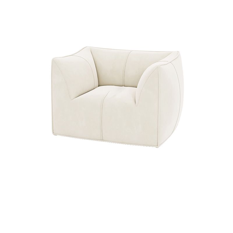 Contemporary White Cushions Flared Arm Fabric Living Room Seating