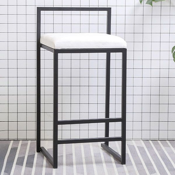 Modern Rectangle Bar Stool Backrest Footrest Counter Stool with Velvet Cushion