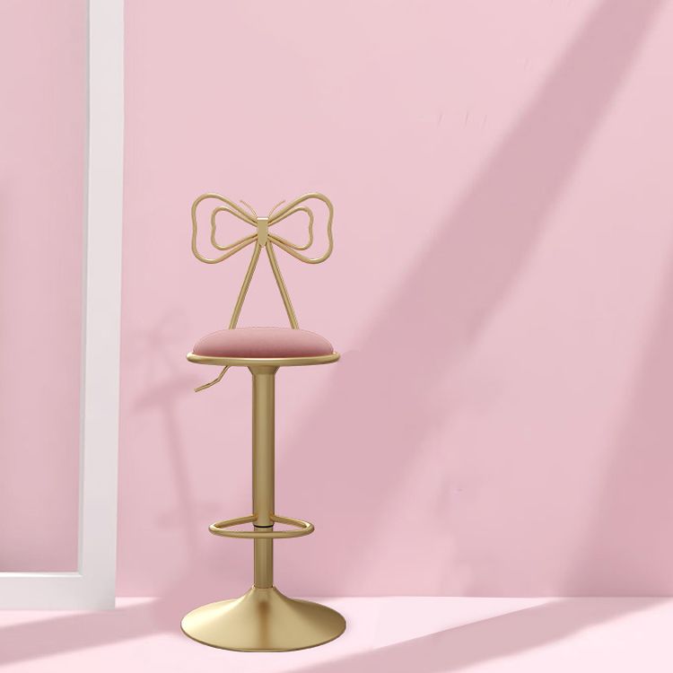 Glam Low Back Dining Stools Adjustable Height Bar Stools with Footrest