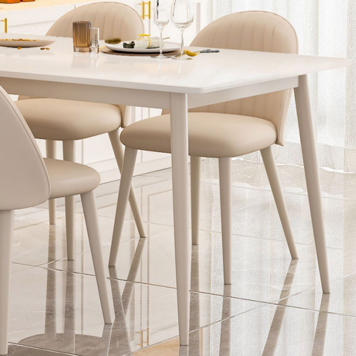 Rectangle Dining Table Contemporary 4 Legs Dining Site Table