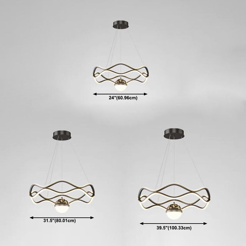 Nordic Linear Chandelier Metal 3 Lights Chandelier Pendant for Living Room