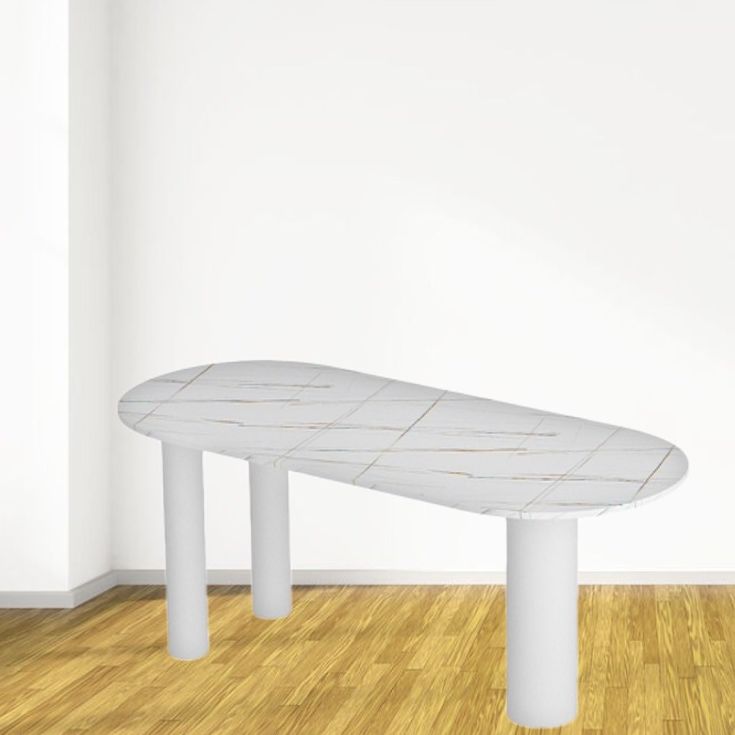 Zeitgenössischer ovaler Esstisch aus gesintertem Stein mit 3 Beinen für das Esszimmer