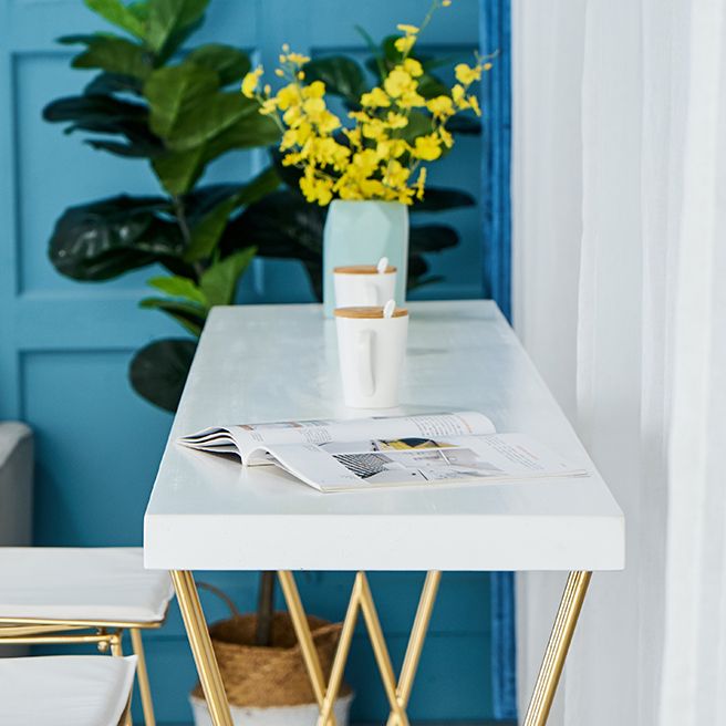 Glam White Wood Table and Stool Set 1/2/3/5 Pieces Double Pedestal Counter Set