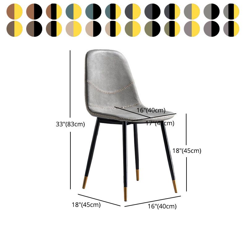 Silla de estilo moderno, silla sin brazos con patas de metal para cocina
