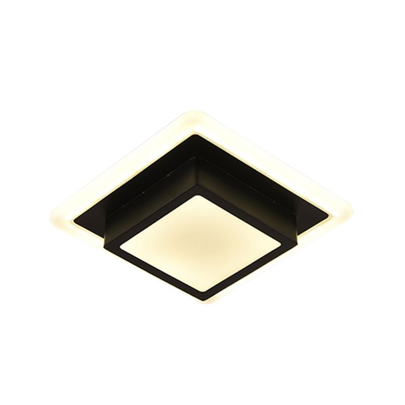 Mini Round/Square Flush Mount Ceiling Light Contemporary Metal LED Black/White Flushmount in Warm/White Light