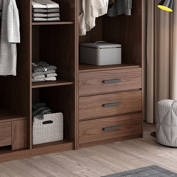 Contemporary Wardrobe with Garment Rod Engineered Wood Wardrobe Closet