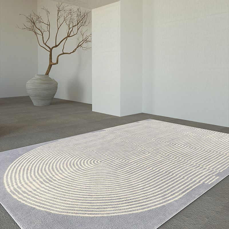 Stylish Grey Modern Rug Polyester Stripe Pattern Area Carpet Non-Slip Backing Rug for Home Decor