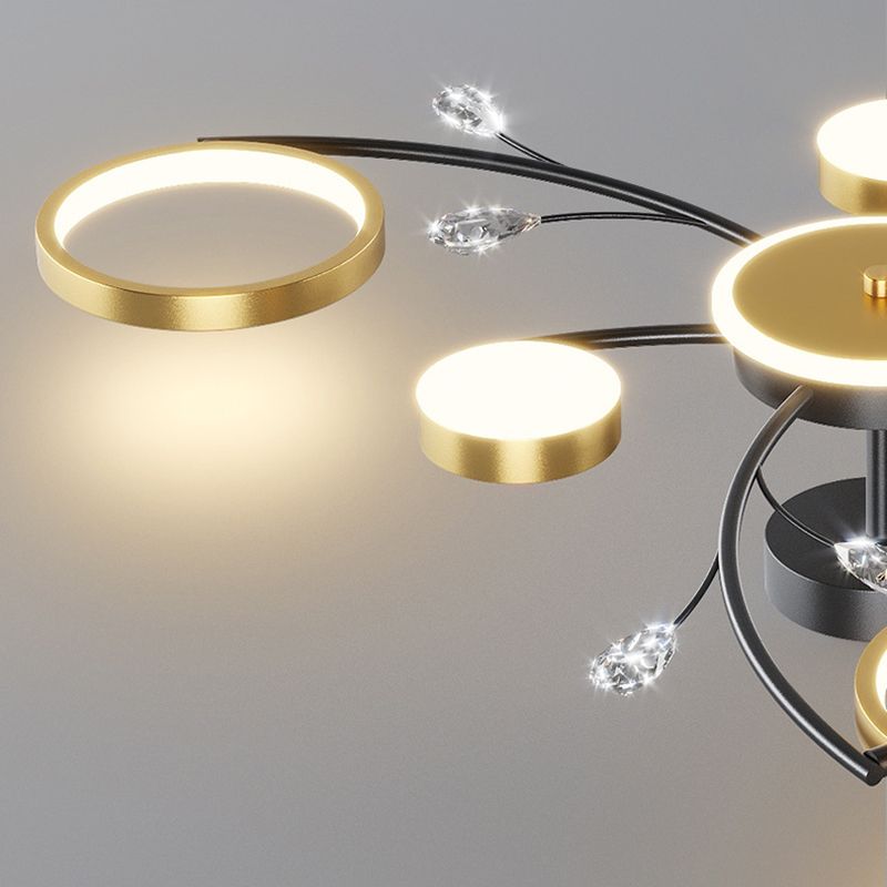 Luz de techo de metal LED de montaje de montura moderno negro para sala de estar para sala de estar