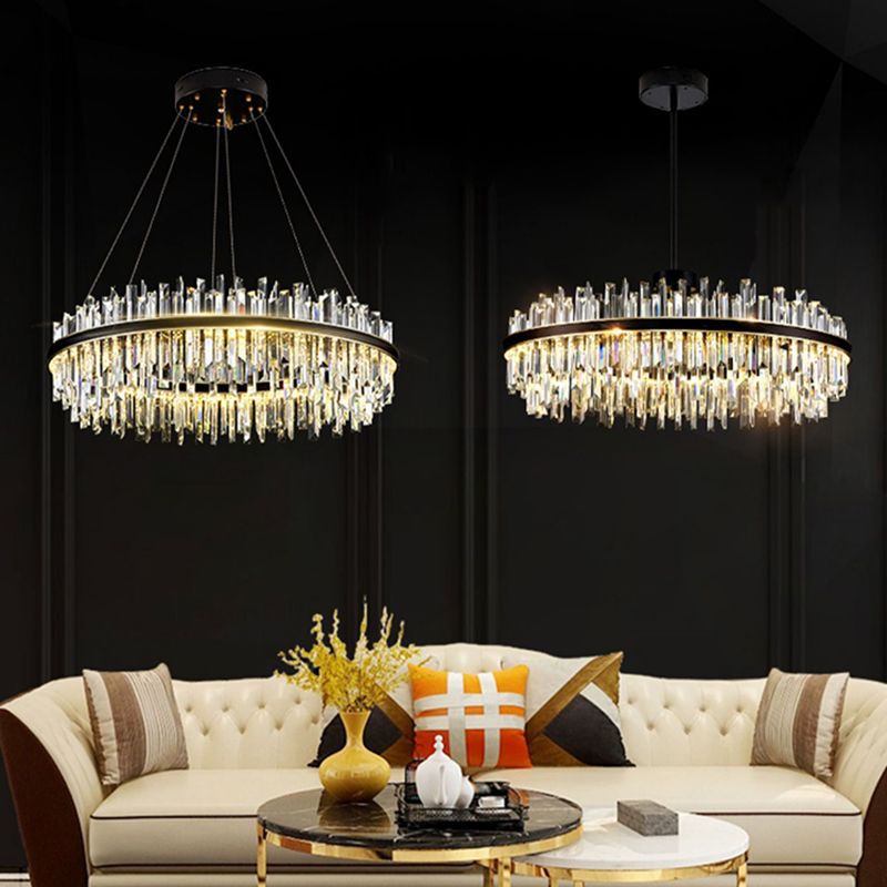 Metal Contemporary Pendant Light with Crystal Shade for Living Room