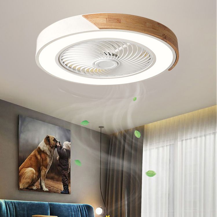 Moderne nordische LED -Makkaron -Flush -Mount -Schmiedeeisenkreisendeckenventilatoren mit Acrylschatten