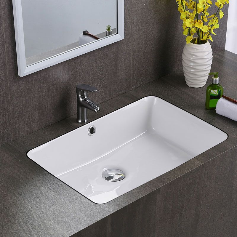 Modern Bathroom Sink Rectangular Vessel Lavatory Sink Pop-Up Drain