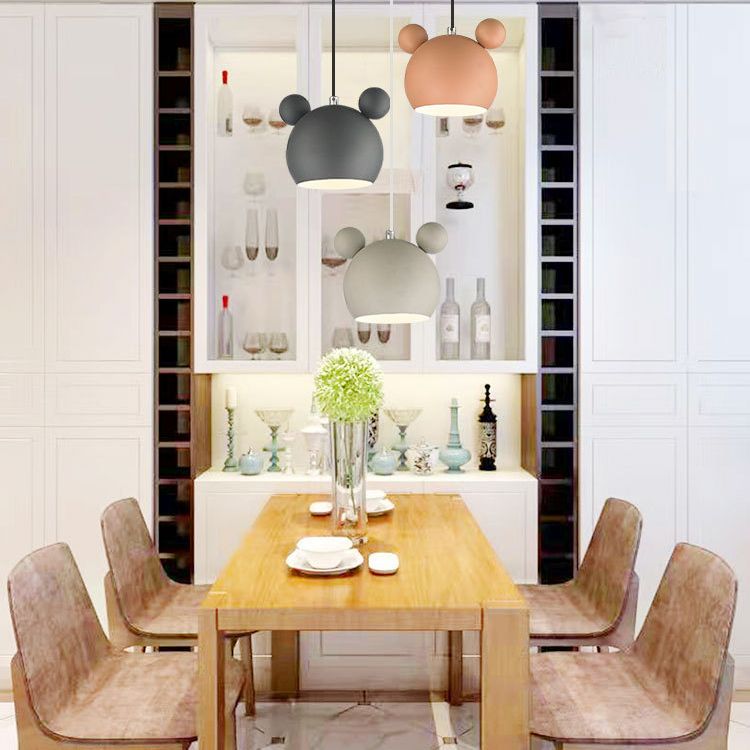 7" H Macaroon Style Cartoon Mini Hanging Lamp Nordic Style Solid Wood Simplicity Pendant Light