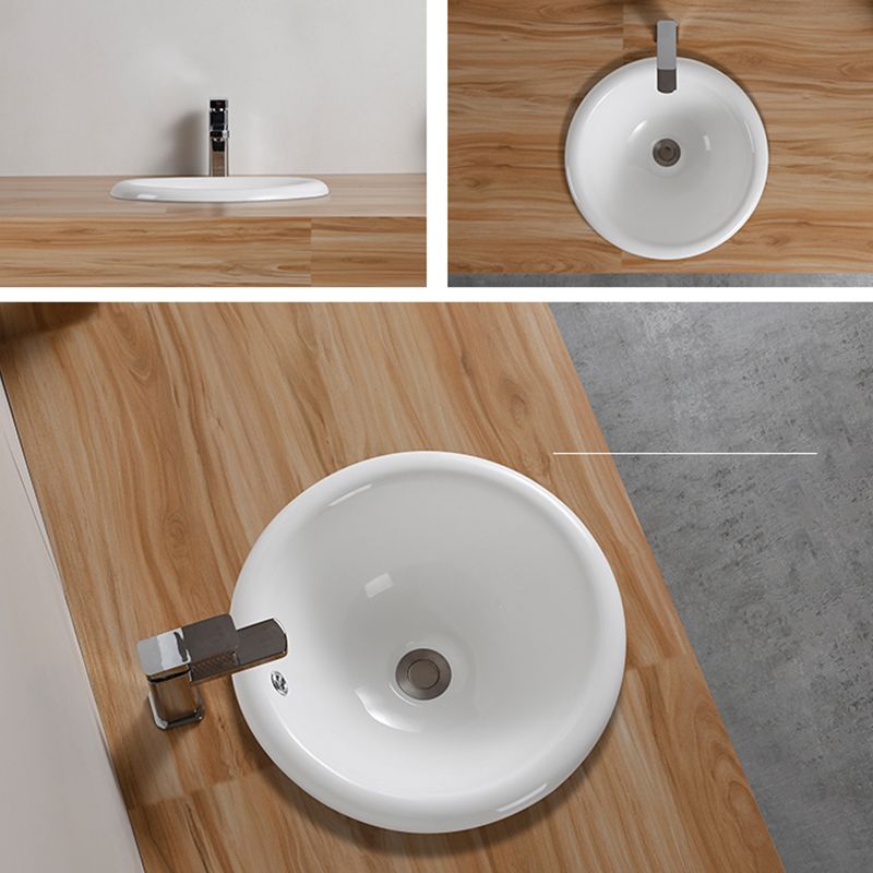 Traditional Drop-in Bathroom Sink Oval Porcelain with Overflow and Faucet Basin