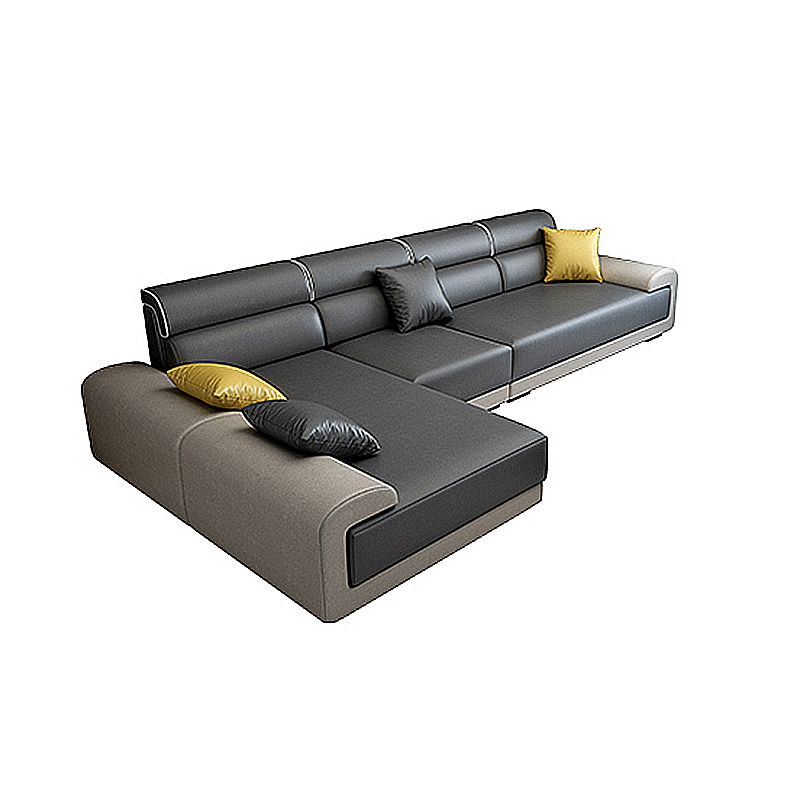 L-shape Faux Leather/Linen Blend Sectionals with Reversible Chaise