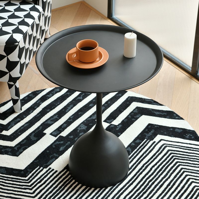 Mid-Century Metal Round Tray Top Side Table Pedestal End Table