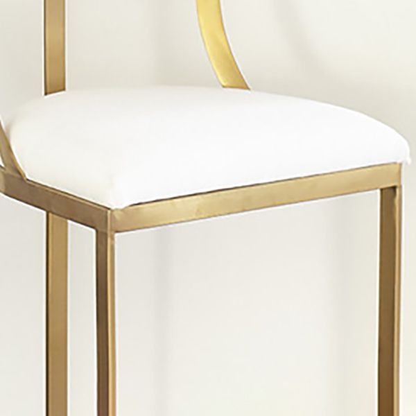 White Upholstered Bar Stools Backrest Counter Stool with Metal Base
