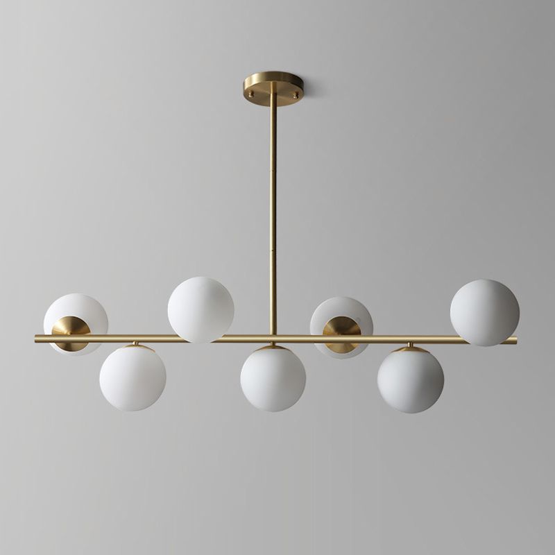 Luce isola a 7 luci d'oro nella moderna luce a sospensione di rame Sputnik in stile creativo con tonalità di vetro