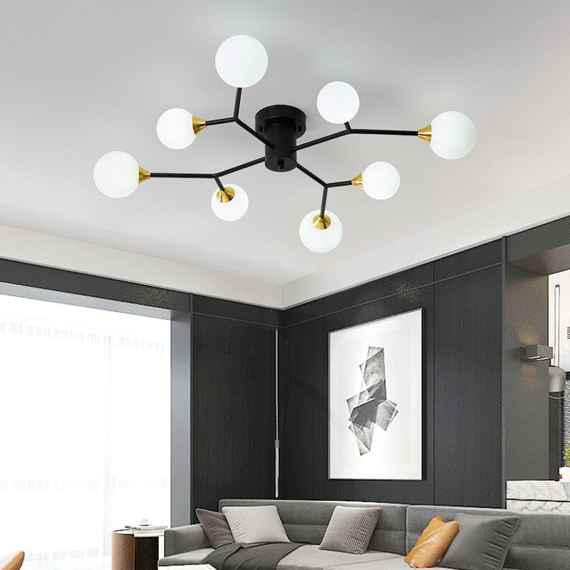 Nordic Modern Minimalist Glass Flush Mount Lamp with Glass Shade for Sitting Room