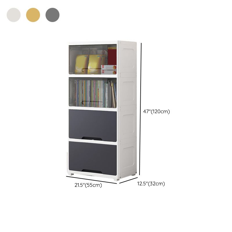 Contemporary Plastic Book Shelf with Closed Back Standard with Doors