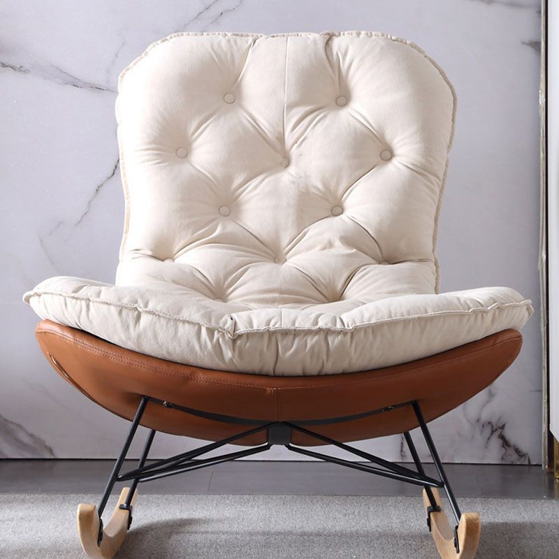 Contemporary Rocking Accent Chair Upholstered Antique Finish Rocker Chair