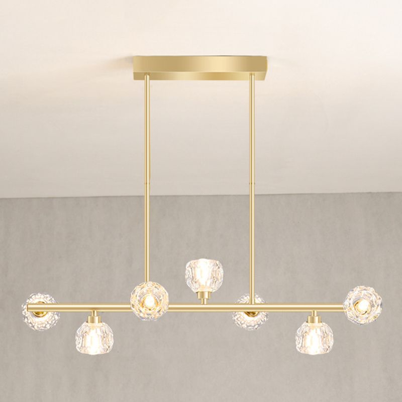 7-Light Modern Golden Kitchen Island Lighting LED Ceiling Light for Bedroom